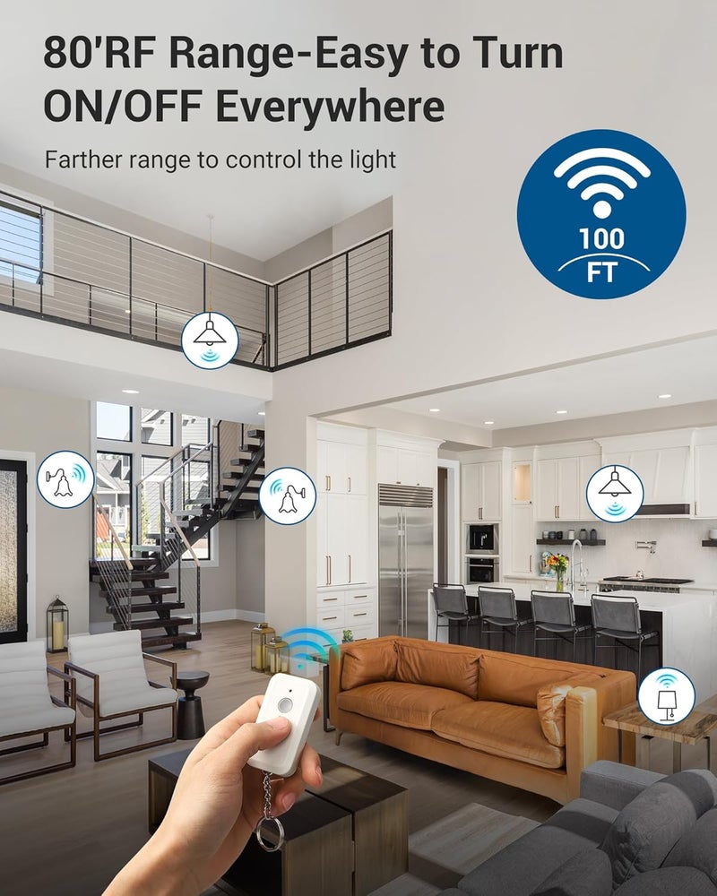 DEWENWILS Remote Control Light Bulb Socket, Wireless Light Bulbs Socket Switch Kit with Controller, Remote Light Socket E26/E27 Base for Pull Chain Light Fixture, No Wiring, Programmed, ETL Listed - Image 4